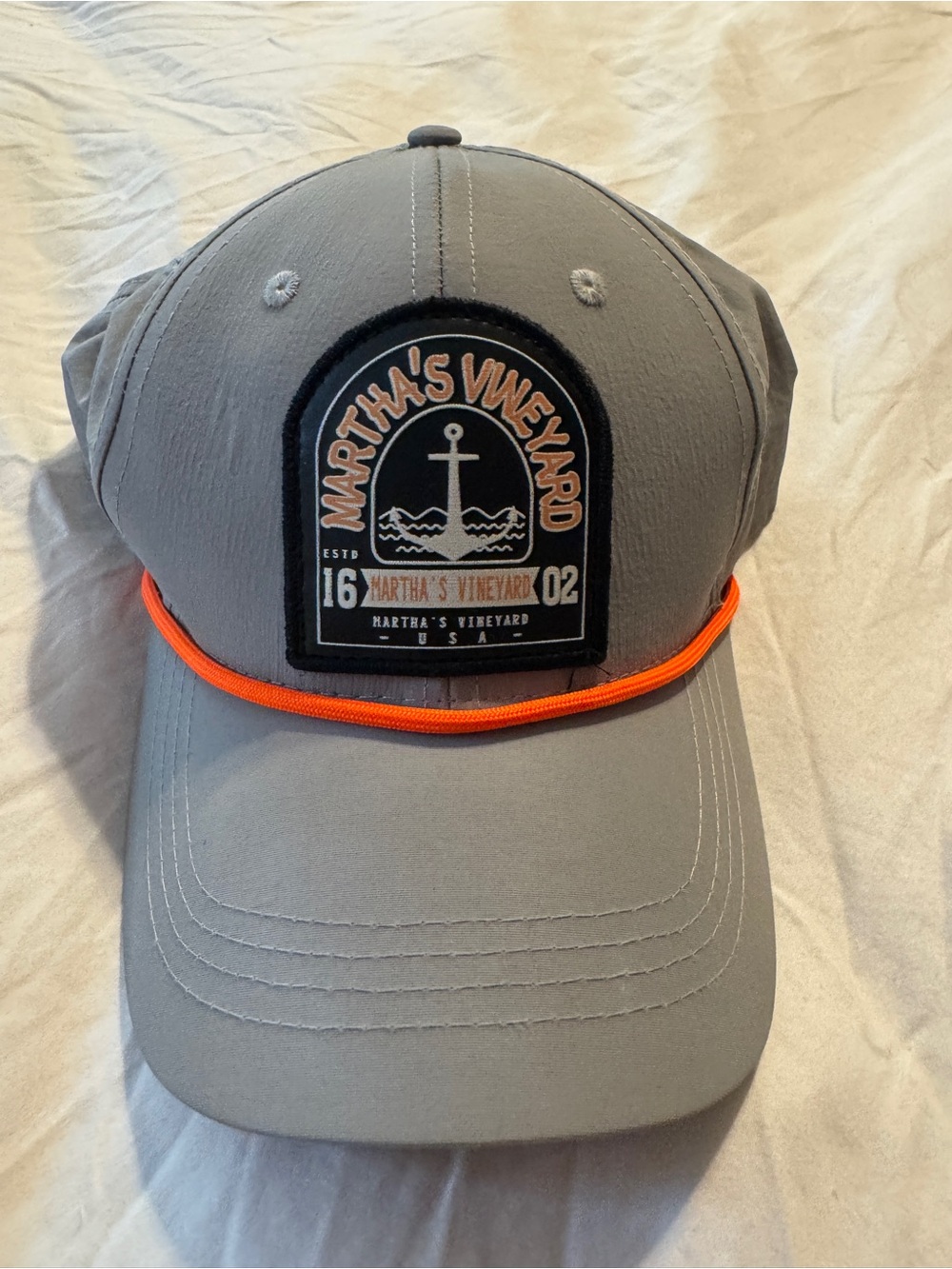 Martha’s Vineyard Gray Hat with Orange Rope Accent